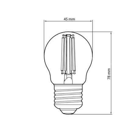 Żarówka LED E27 G45 4,5W = 40W Czerwona Filament TOSHIBA