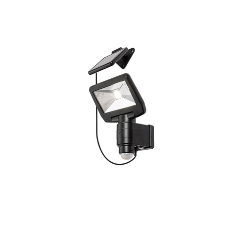 Lampa Ogrodowa Zewnętrzna Solarna Kinkiet Elewacyjny LED 5W 500lm 4000K IP44 z Czujnikiem Ruchu i Zmierzchu Czarny Nowoczesny Dojran Rabalux
