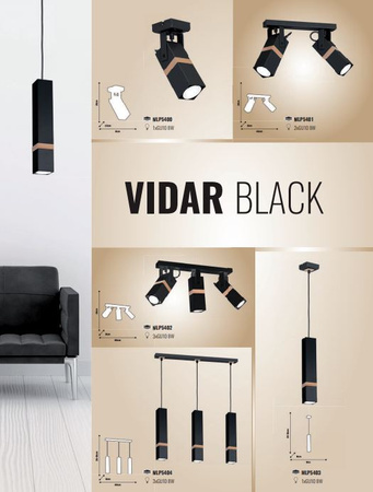 Lampa sufitowa w stylu skandynawskim loft czarna MiLAGRO VIDAR 3x GU10 Metal + drewno