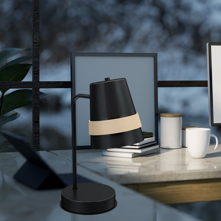 Lampa Stołowa VENEZIA Czarna 1xE27 Biurkowa Nocna Milagro