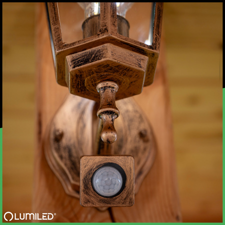 Lampa Ogrodowa Kinkiet Elewacyjny Zewnętrzny E27 LED Latarnia Czujnik Ruchu BELLIS LUMILED