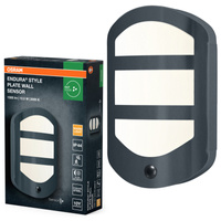 Kinkiet Ogrodowy Lampa Elewacyjna Zewnętrzna LED z Czujnikiem Ruchu i Zmierzchu 12.5W 630lm 3000K Ciepła Szary IP44 Endura Osram