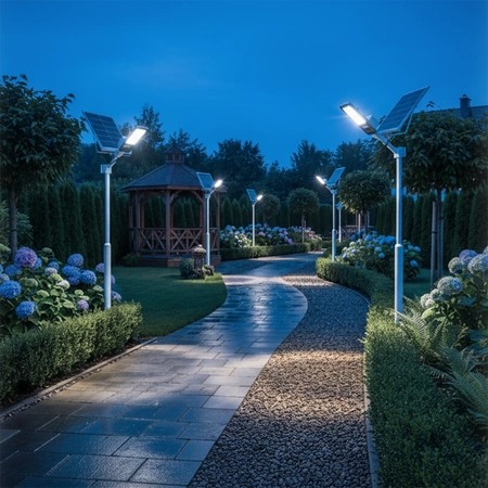 Lampa Solarna Uliczna LED 1000W 100000lm 6500K Zimna Czujnik Zmierzchu MOCNA Latarnia Ogrodowa z Regulowanym Panelem + Uchwyt i Pilot