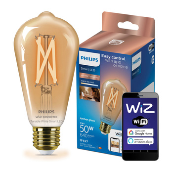 Żarówka LED E27 ST64 7W = 50W Filament Bursztynowa SMART WiFi Philips WiZ