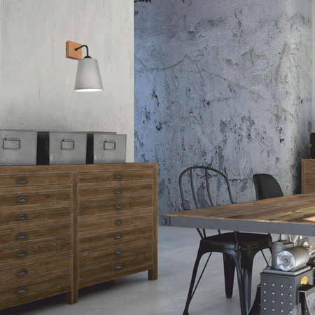 Lampa Ścienna Kinkiet LULA E27 Szary Dębowy KM-1.200 Lamkur