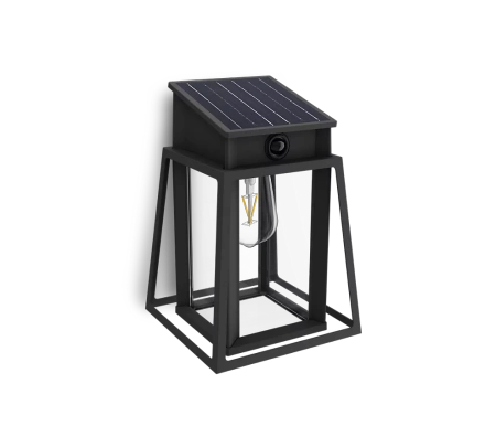 Kinkiet Ogrodowy Lampa Solarna Elewacyjna Zewnętrzna LED 3.2W 470lm 4000K IP44 z Czujnikiem Ruchu i Zmierzchu Czarna Lysin Ultra Efficient Philips