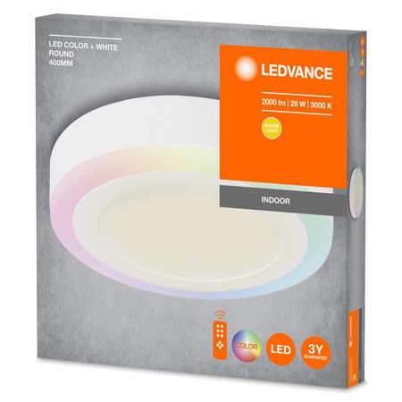 Panel LED Natynkowy Lampa Sufitowa COLOR WHITE 28W 1550lm 3000K Ciepła RGB 40cm LEDVANCE