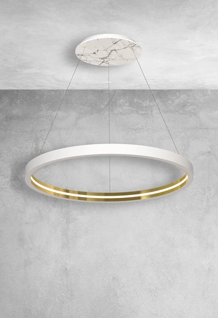 Lampa wisząca CASSIOPEIA 14W LED Okrągła Rama Biała Złota MZ5040 Milagro by Maciej Zień