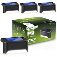 4x Lampa Solarna LED STICO 4000K Schodowa Lampki Zewnętrzne Na Schody Taras Wodoodporne LUMILED