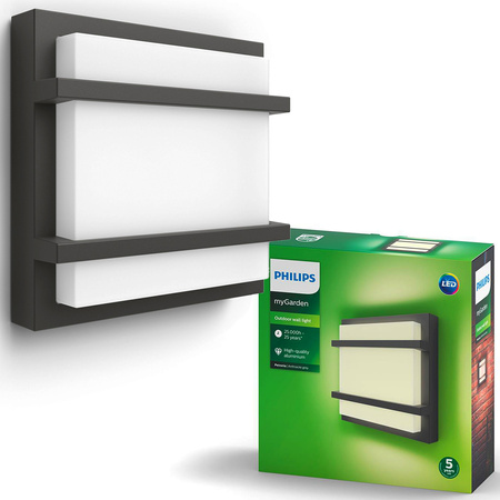 Kinkiet Ogrodowy Lampa Elewacyjna Zewnętrzna LED 3.8W 800lm 2700K Antracyt Petronia Ultra Efficient Philips