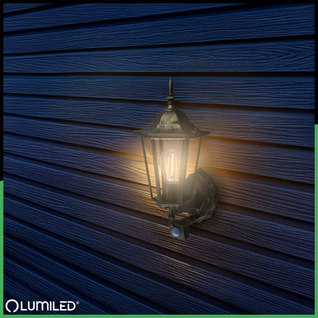 Lampa Ogrodowa Kinkiet Elewacyjny Zewnętrzny E27 LED Latarnia Czujnik Ruchu BELLIS LUMILED
