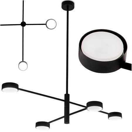 Lampa Sufitowa Wisząca LED 4x GX53 Żyrandol Reflektor Czarna OVILO LUMILED