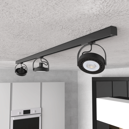 Zestaw Szyna Oświetleniowa Szynoprzewód 1,5m + 3x Reflektor Szynowy AR111-GU10 Czarny Lugar Milagro