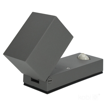 Lampa Ogrodowa Kinkiet Elewacyjny Zewnętrzny GU10 z Czujnikiem Ruchu IP44 Szara Quazar Kobi