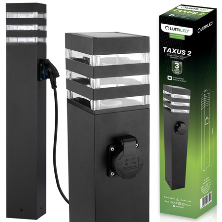 Lampa Ogrodowa Słupek Zewnętrzny Stojący E27 LED z Gniazdem TAXUS 2 60cm LUMILED