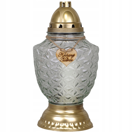 4x Znicz Szklany Kochanej Mamie na Grób 52h na Wkład Całoroczny 32cm