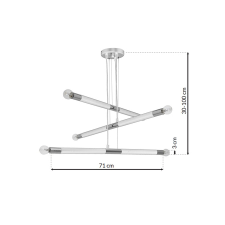 Lampa wisząca BASTONE 6xE14 Prosta Forma Minimalistyczna Biała Chrom MLP6568 Milagro Metal