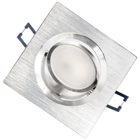 Oprawa HALOGENOWA Podtynkowa Ruchoma Kwadratowa Srebrna Szczotkowana GU10