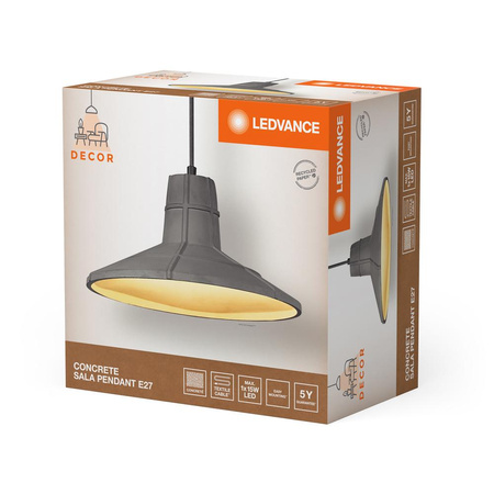 Lampa Sufitowa Wisząca Dekoracyjna E27 Zwis Szary Beton Decor Ledvance