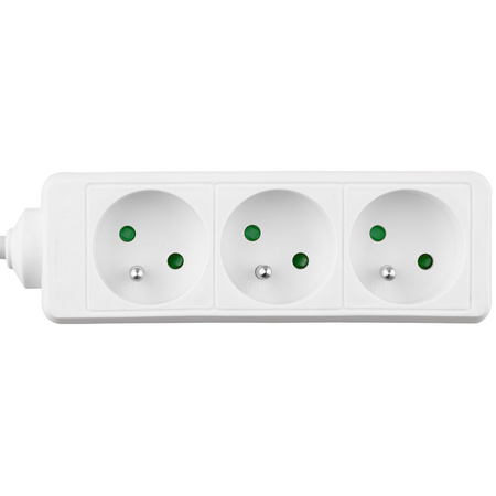Przedłużacz Sieciowy Wtyk - 3x Gniazdo z Uziemieniem Listwa Zasilająca 5m 3x1,5mm 16A Biały