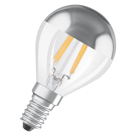 Żarówka LED P45 Kulka E14 4W = 31W 350lm 2700K Ciepła 300° Srebrna Retrofit Filament CLASSIC Osram