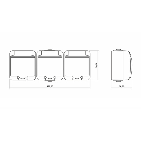 Gniazdko Potrójne Elektryczne Hermetyczne Ścienne Natynkowe z Bolcem IP54 KARLIK Popielate