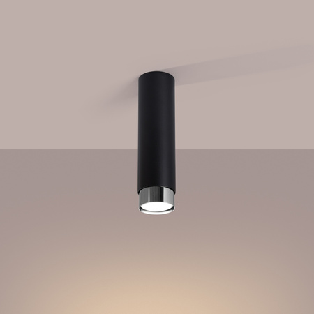 Lampa Sufitowa Oprawa Natynkowa Tuba Spot 1x GU10 Czarna Chrom Nero Bittersweet Shimmer SL.1409 Sollux