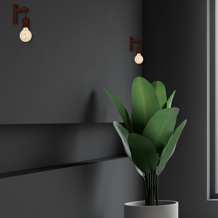 Kinkiet JACK 1xE27 Orzech Klasyczna Żarówka Drewniana Oprawa MLP4359 Milagro Metal + Drewno