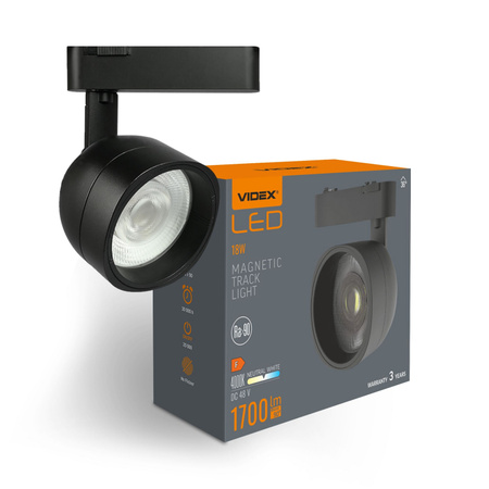 Lampa LED do Szyny Magnetycznej 18W 1700lm 4000K Neutralny CRI90 36° Czarna VIDEX