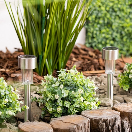 Lampa Ogrodowa LED Solarna Wbijana satyna INOX / CHROM