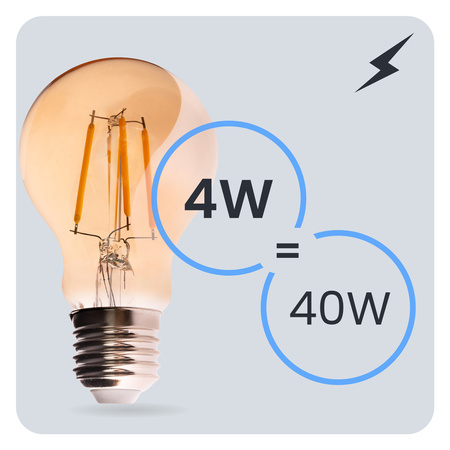 Żarówka LED E27 A60 4W 470LM = 40W 2000K Ciepła 360° Filament Amber LUMILED