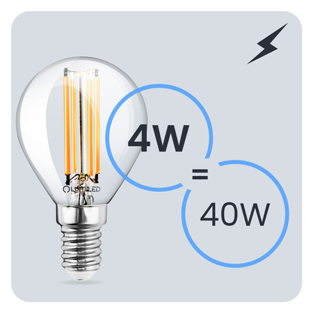 6x Żarówka LED E14 Kulka P45 4W = 40W 470lm 3000K Ciepła 360° FILAMENT LUMILED
