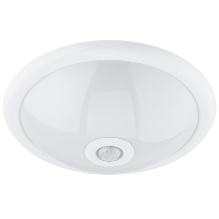 Plafon LED Lampa Sufitowa Natynkowa REGIS 2x E27 IP44 z Czujnikiem Ruchu i Zmierzchu Biały Okrągły 30cm LUMILED