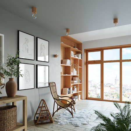 Lampa Sufitowa Oprawa Natynkowa E27 Cylindryczna Brązowa Skandynawska Salgado Sollux