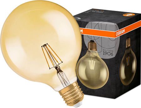 Żarówka LED E27 G125 7.5W = 55W 650lm 2500K Ciepła OSRAM Vintage 1906 Globe Ściemnialna