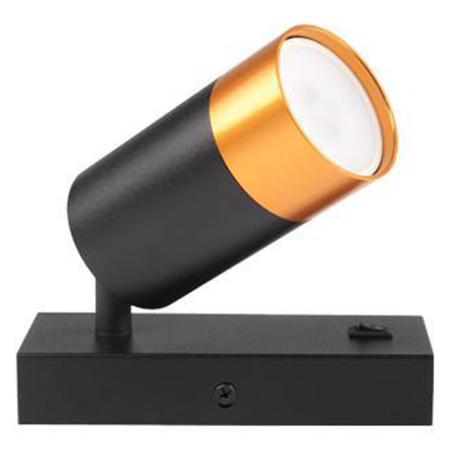 Lampa Ścienna Reflektor Kinkiet Spot do Czytania GU10 Czarny Złoty Klemens Masterled