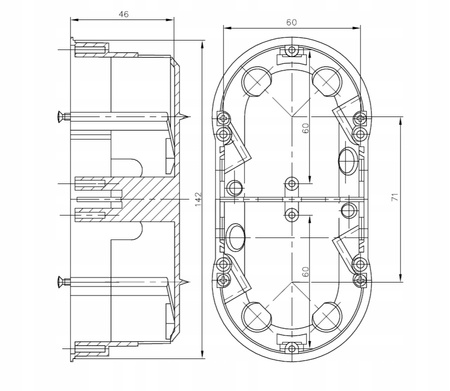 Puszka Końcowa Podwójna Podtynkowa Instalacyjna Elektryczna PK60 PAWBOL