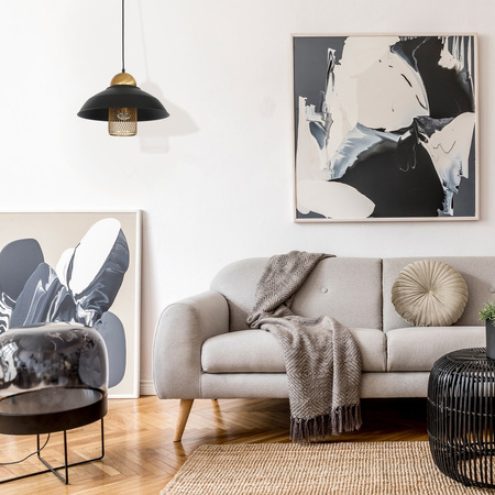 Lampa wisząca czarna w stylu loft MiLAGRO 1xE27 BJORN