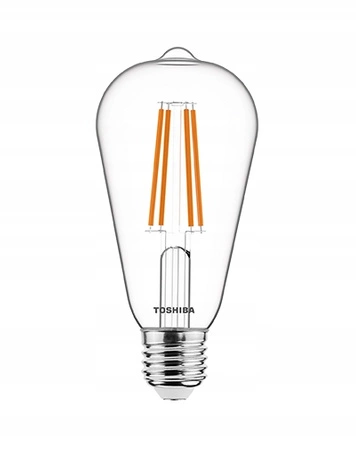 Żarówka LED E27 ST64 7W = 60W 806lm 2700K Ciepła Filament TOSHIBA