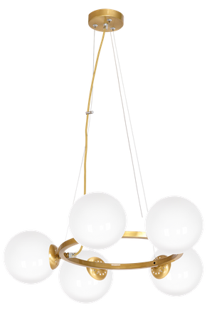 Lampa wisząca VIENNA 5xE14 Mosiądz Obręcz Geometryczne Elegancka MLP5577 Milagro Metal + Szkło