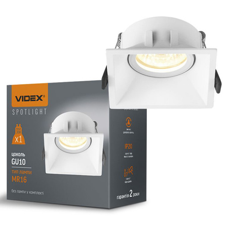 Oprawa Podtynkowa Wpuszczana HALOGENOWA Punktowa Kwadrat GU10 Biała Videx