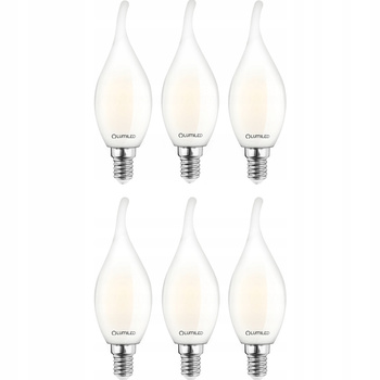 Zestaw 6x Żarówka LED Płomyk BA35 E14 7W = 60W 770lm 4000K Neutralna 360° Filament Mleczna LUMILED