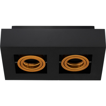 Oprawa Natynkowa HALOGENOWA Ruchoma 2x GU10 Prostokątna Czarna 85mm NEMO