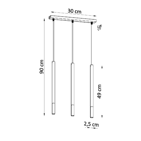 Lampa Sufitowa Wisząca Tuba 3x G9 Zwis Tubularna Czarna Chrom Nowoczesna Mozaica Sollux
