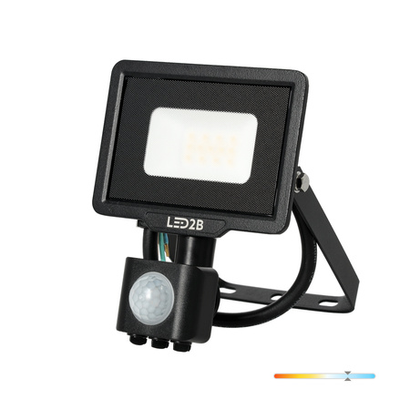 Naświetlacz LED Zewnętrzny Ogrodowy 10W 800lm 6500K Zimny 120° z Czujnikiem Ruchu i Zmierzchu IP65 Czarny MHC Kobi