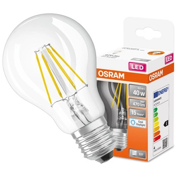 Żarówka LED A60 E27 4W = 40W 470lm 6500K Zimna 300° Retrofit Filament CLASSIC Osram