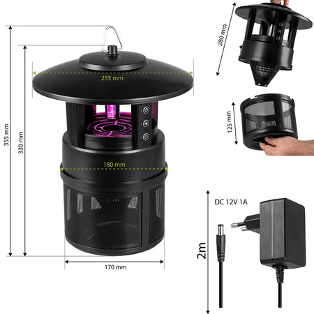 Lampa Owadobójcza Pułapka Elektryczna Wentylator 5W na Muchy Komary Owady VAYOX