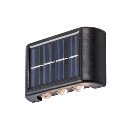 Lampa Ogrodowa Zewnętrzna Solarna Kinkiet Elewacyjny LED 1.2W 8lm 3000K IP44 z Czujnikiem Zmierzchu Czarny Nowoczesny Kangton Rabalux