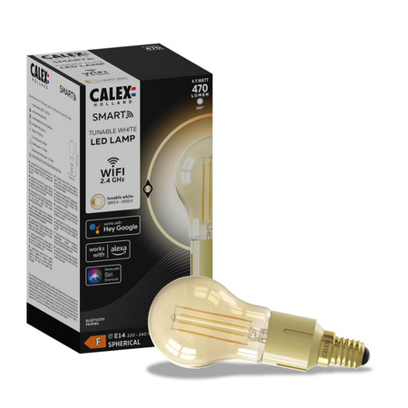 Żarówka LED E14 P45 Gold SMART WiFi 4,5W 470lm TUYA Filament CALEX