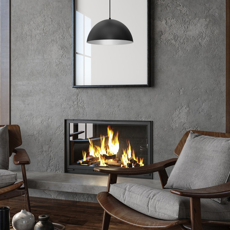 Lampa Wisząca Sufitowa BETA Czarna Biała 1xE27 35cm Milagro